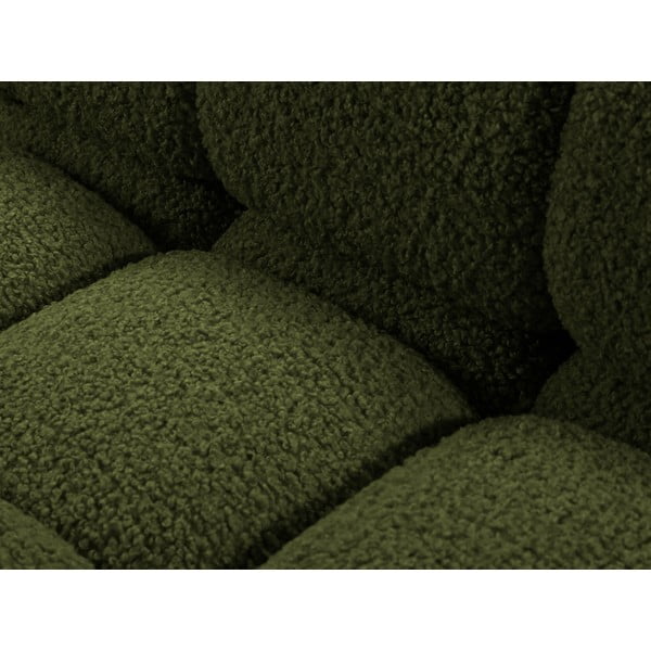Zielony moduł sofy z materiału bouclé (prawostronny) Bellis – Micadoni Home-image-1