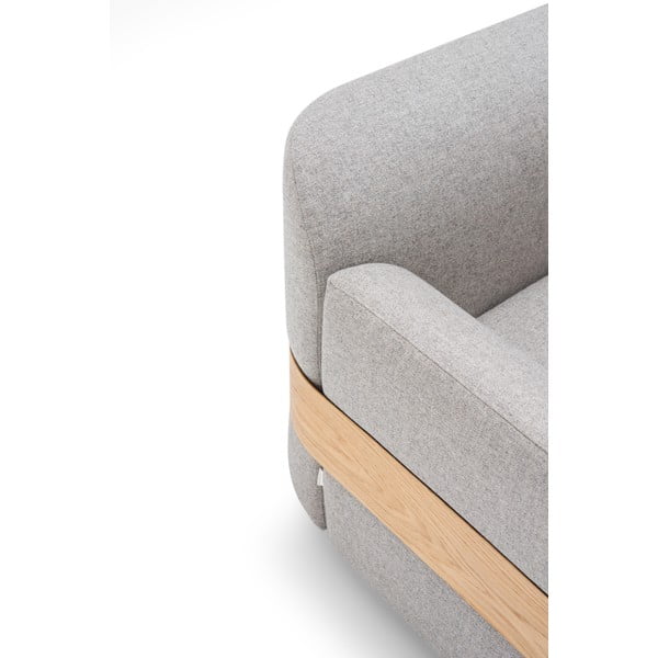 Jasnoszary moduł sofy (lewostronny) z wełny i lnu Hugg – Gazzda-image-3