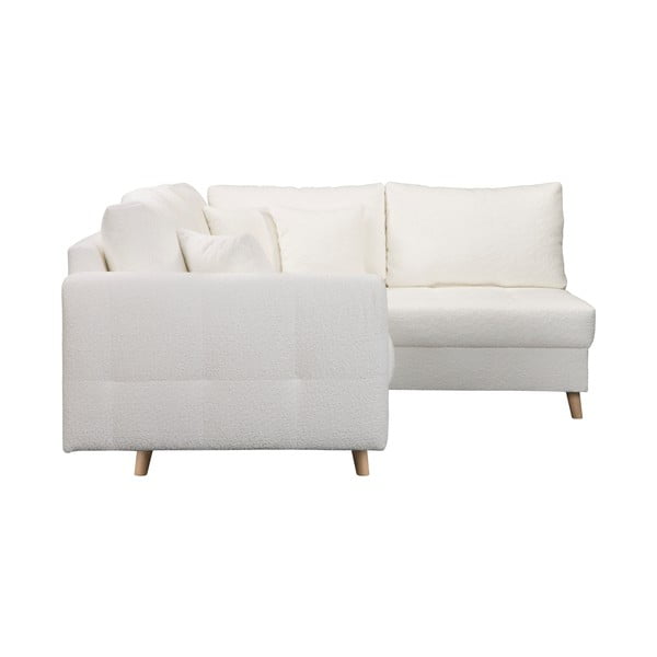 Biały narożnik z materiału bouclé (prawostronny) Ariella – Ropez-image-4