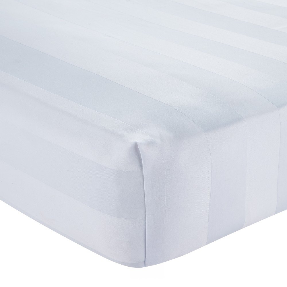 Białe satynowe prześcieradło z gumką 150x200 cm So Soft Satin Stripe – Catherine Lansfield