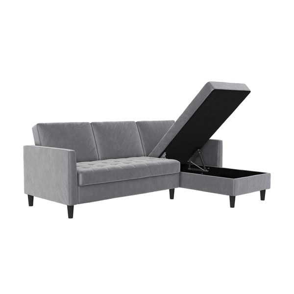 Jasnoszary aksamitny narożnik Presley – Støraa-image-3