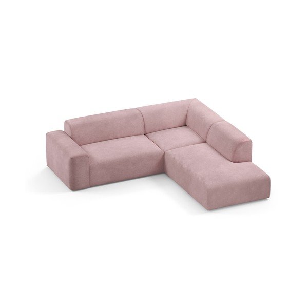 Różowy sztruksowy narożnik Marie Claire Home Karen, 260 cm, prawostronny-image-3