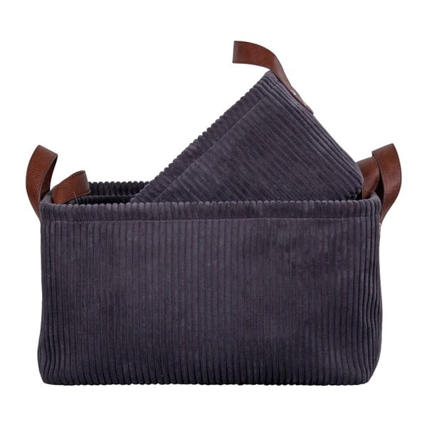 Zestaw 3 szarych koszyków House Nordic Augusta-image-2