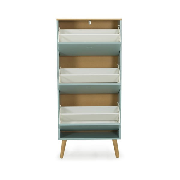 Zielona szafka na buty z nogami z drewna dębowego Tenzo Dot-image-2