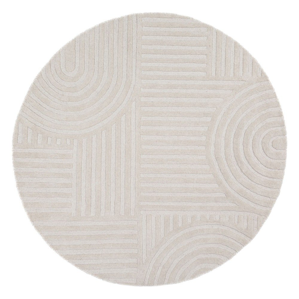 Wełniany okrągły dywan tkany ręcznie w kolorze kości słoniowej ø 160 cm Zen Garden – Flair Rugs