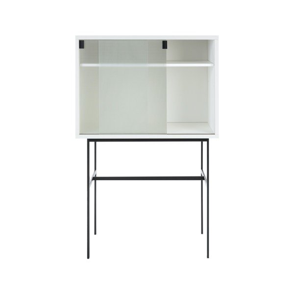 Szarobeżowa witryna z drzwiami przesuwnymi 70x109x40 cm Lekko – noo.ma-image-2