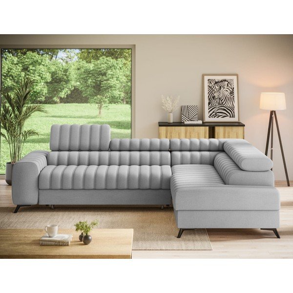 Szary aksamitny narożnik (prawostronny/w kształcie litery L) Kanedo – ELTAP-image-3