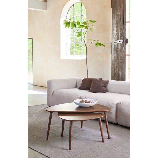 Brązowe stoliki w dekorze dębu zestaw 2 szt. 70x100 cm Adda – Unique Furniture-image-1