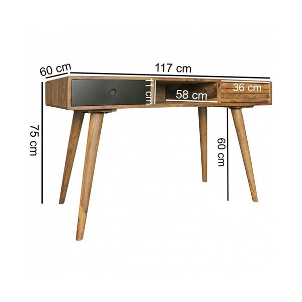 Biurko z litego drewna sheesham Skyport REPA, 117x60 cm-image-4