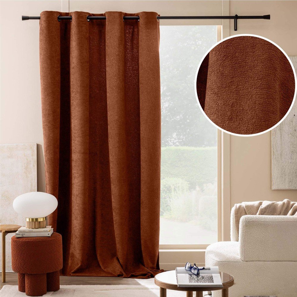 Zasłona z materiału bouclé w kolorze terakoty 140x260 cm Winona – douceur d'intérieur (zdjęcie 8)