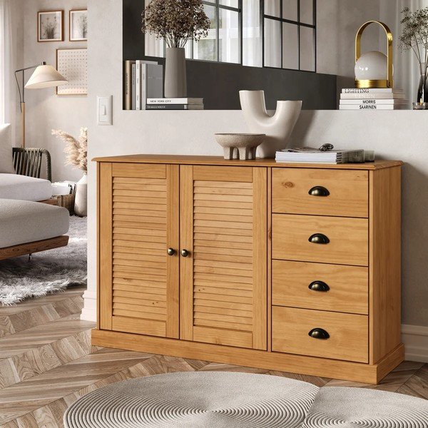 Komoda z litego drewna sosnowego w jasnym naturalnym kolorze 125x80x38 cm Edith – Støraa-image-2