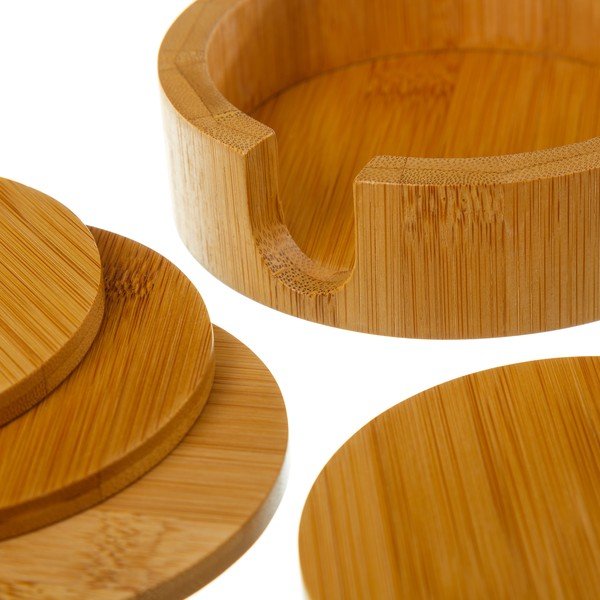 Brązowe bambusowe podkładki ze stojakiem zestaw 4 szt. – Casa Selección-image-2