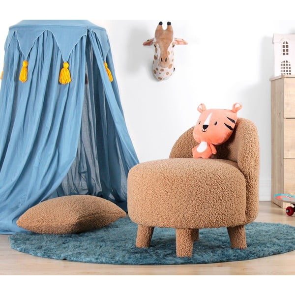 Brązowy fotel dziecięcy z materiału bouclé Moouv – Artie-image-1