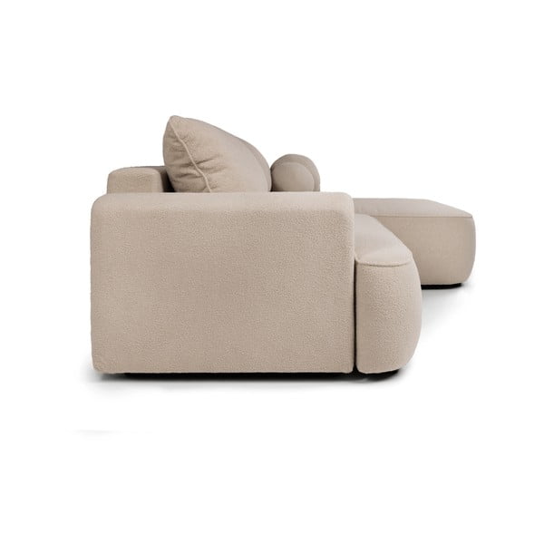 Beżowy rozkładany narożnik z materiału bouclé (prawostronny) Quinoa – Bonami Selection-image-3