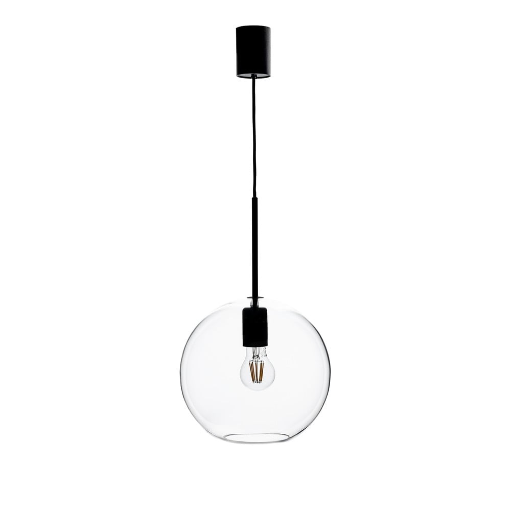 Czarna lampa wisząca ze szklanym kloszem 25x25 cm Patera – Markslöjd