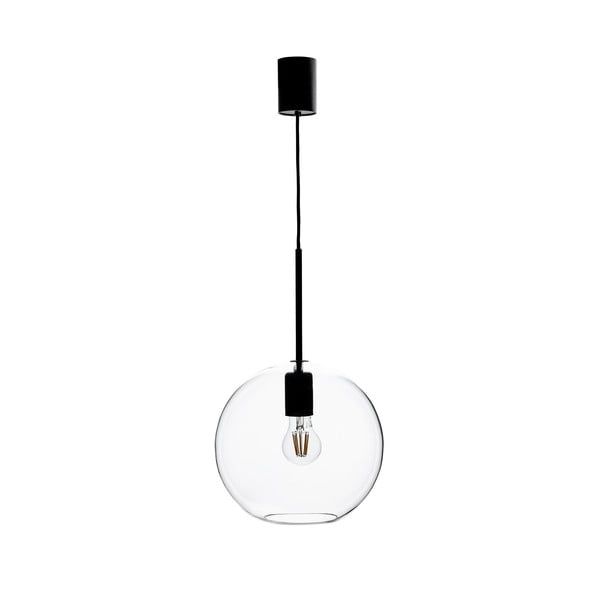 Czarna lampa wisząca ze szklanym kloszem 25x25 cm Patera – Markslöjd