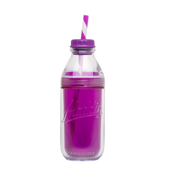Butelka na wodę Aladdin z rurką, fioletowa