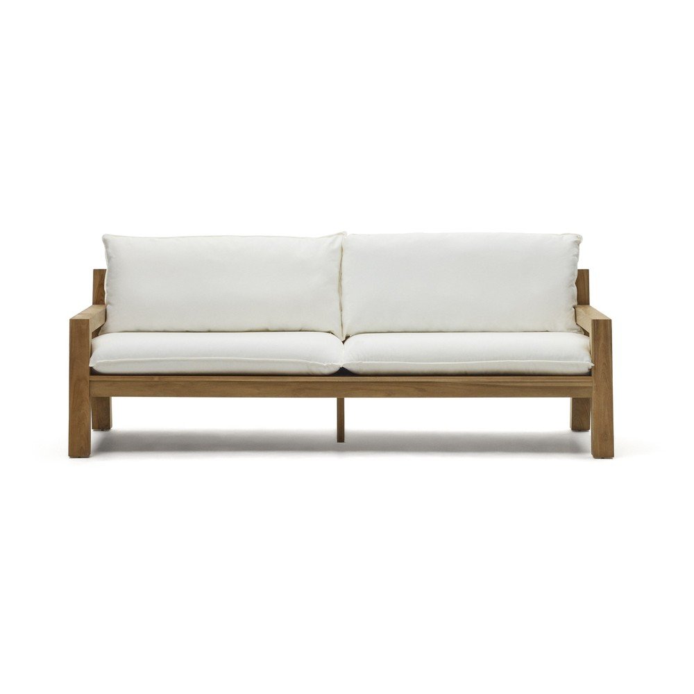 Biało-naturalna sofa ogrodowa z drewna tekowego Forcanera – Kave Home