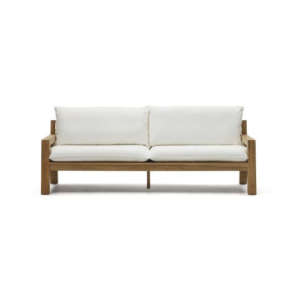 Biało-naturalna sofa ogrodowa z drewna tekowego Forcanera – Kave Home