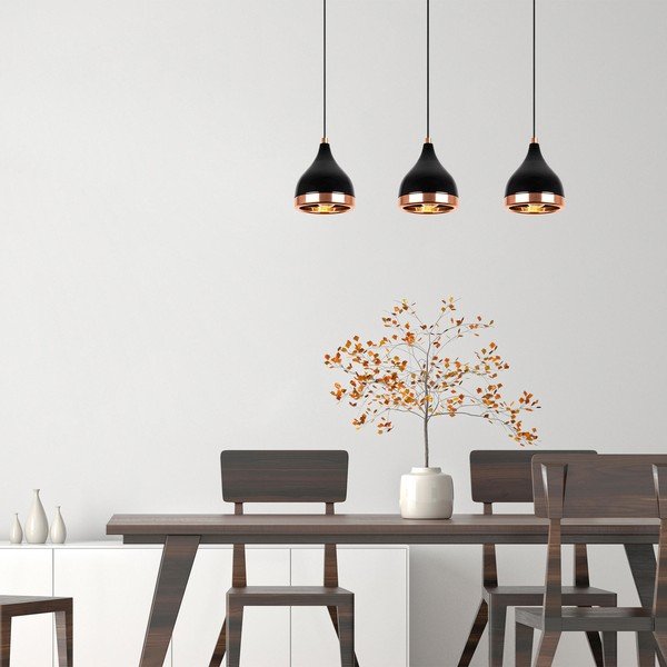 Lampa wisząca w czarno-miedzianym kolorze z metalowym kloszem Yildo – Opviq lights-image-1