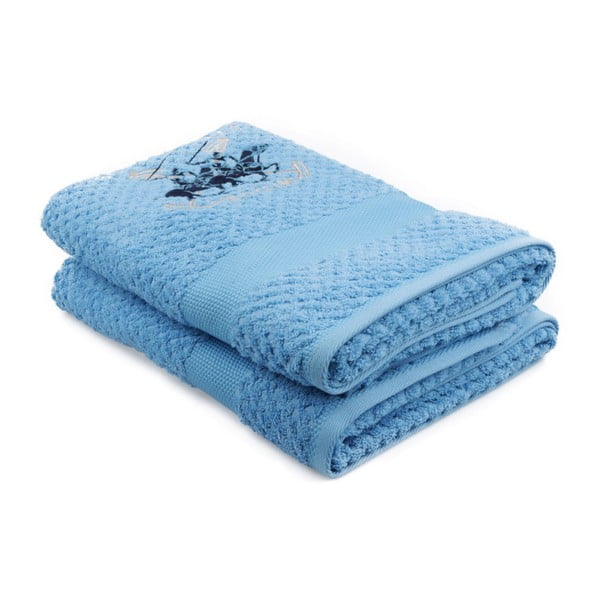 Zestaw 2 niebieskich ręczników Beverly Hills Polo Club Palmer, 70x140 cm