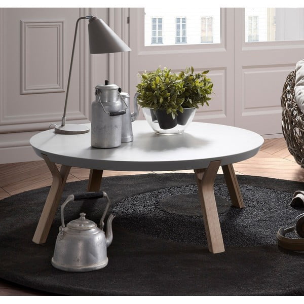 Biały stolik Kave Home Solid, ø 90 cm-image-1