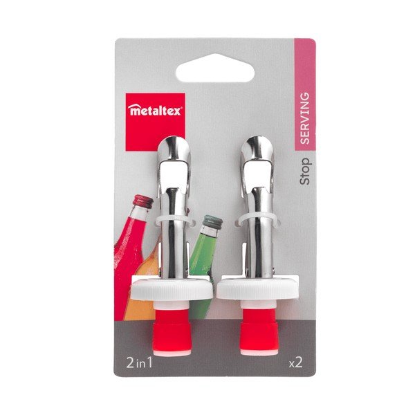 Zestaw 2 zatyczek do butelek ze stali nierdzewnej Metaltex-image-2
