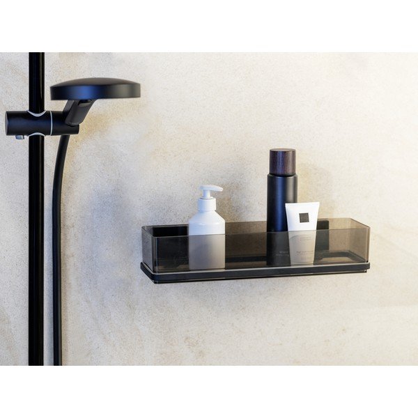 Czarna samoprzylepna plastikowa półka łazienkowa Quadro – Wenko-image-2