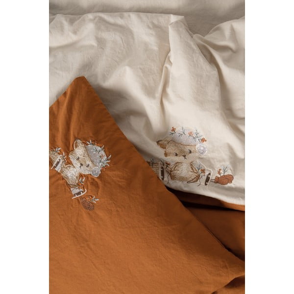 Pomarańczowo-beżowa bawełniana pościel dziecięca do łóżeczka z prześcieradłem/4-częściowa 100x150 cm Clever – Mijolnir-image-2