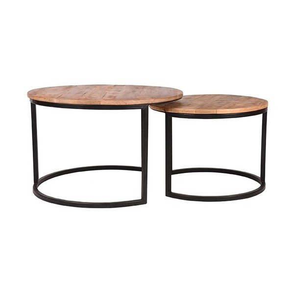 Zestaw 2 stolików z drewna mango LABEL51 Coffee, ⌀ 50 cm a ⌀ 70 cm