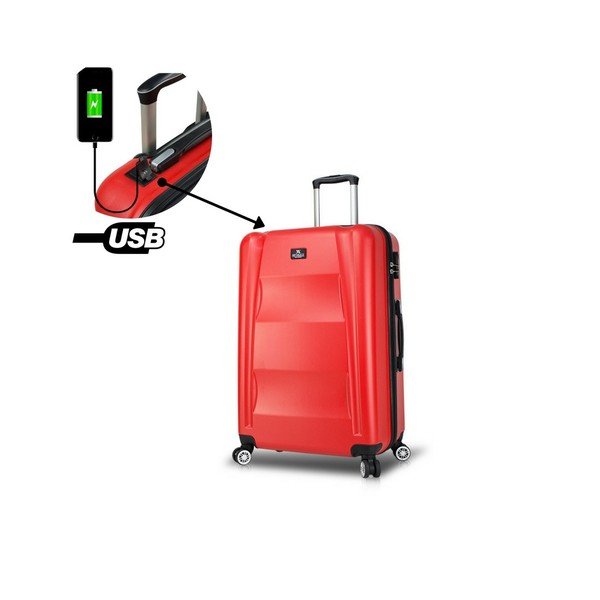 Czerwona walizka na kółkach z USB My Valice COLORS LASSO Large Suitcase-image-2