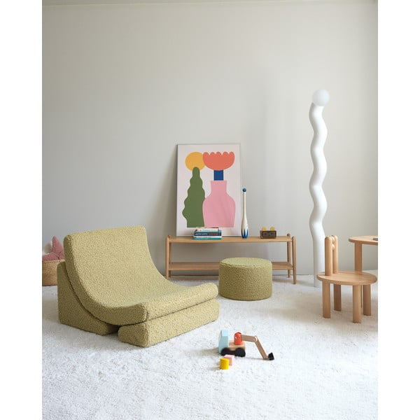 Zielony puf dziecięcy z materiału bouclé – Wigiwama-image-4