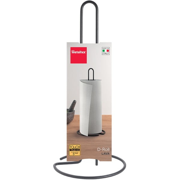 Stalowy stojak na ręczniki papierowe w kolorze matowej czerni ø 14 cm Lava – Metaltex-image-2