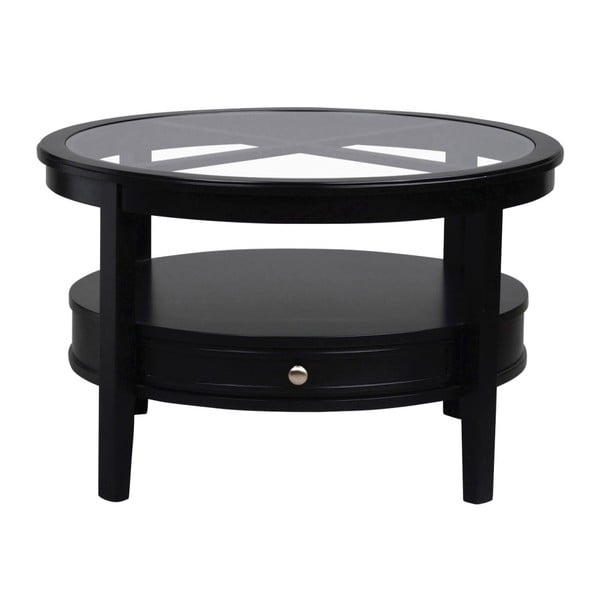 Czarny okrągły stolik dębowy Folke Nótt, ⌀ 85 cm