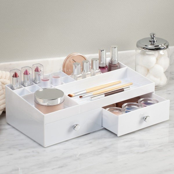 Biały organizer z 2 szufladami InterDesign Cosmetic-image-1