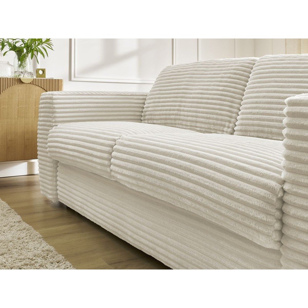 Beżowa sztruksowa rozkładana sofa do spania 220 cm Hugo – Bobochic Paris (zdjęcie 8)