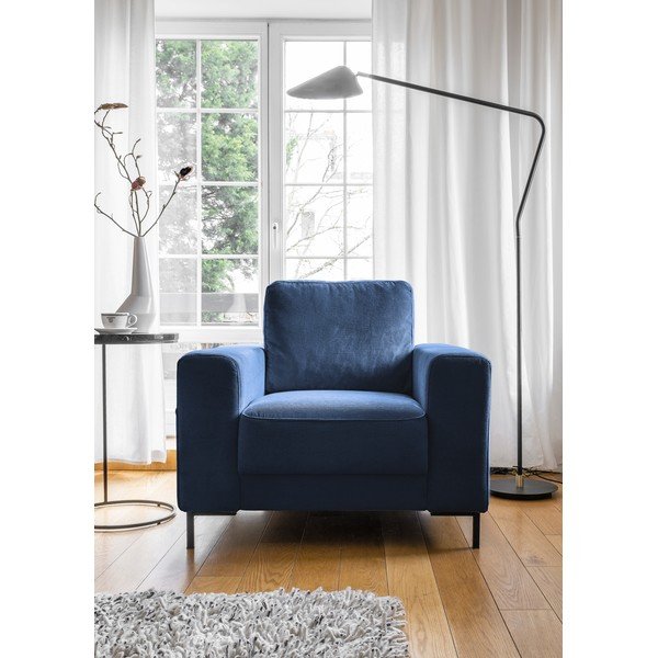 Ciemnoniebieski sztruksowy fotel Lofty Lilly – Miuform-image-1