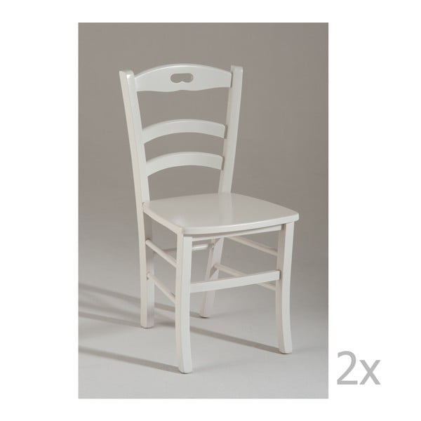 Zestaw 2 białych krzeseł drewnianych do jadalni Castagnetti Pranzo