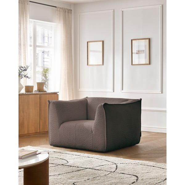 Brązowy fotel z materiału bouclé Giorgia – Bobochic Paris-image-1