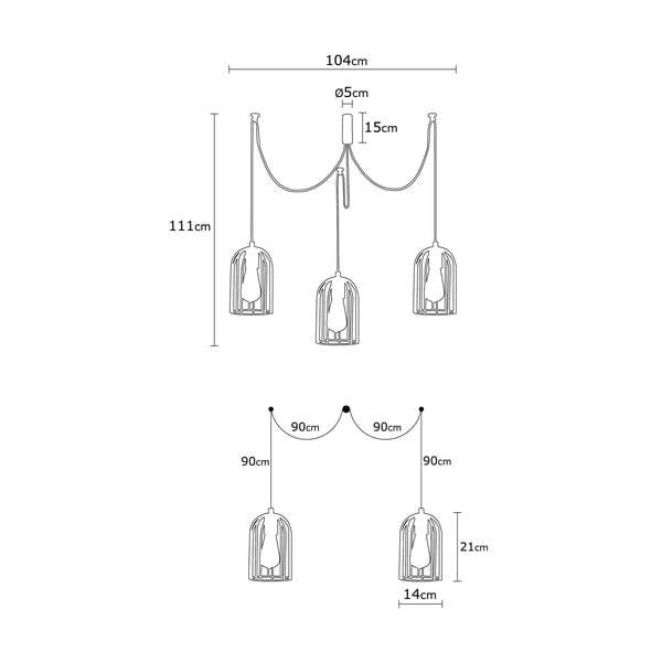 Czarna lampa wisząca z 3 kloszami Opviq lights Pamukkale-image-2