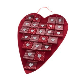 Czerwony tekstylny kalendarz adwentowy w kształcie serca Dakls, dł. 68 cm