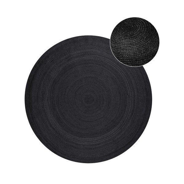 Czarny okrągły dywan z juty dwustronny/tkany ręcznie ø 140 cm Braided  – Hanse Home