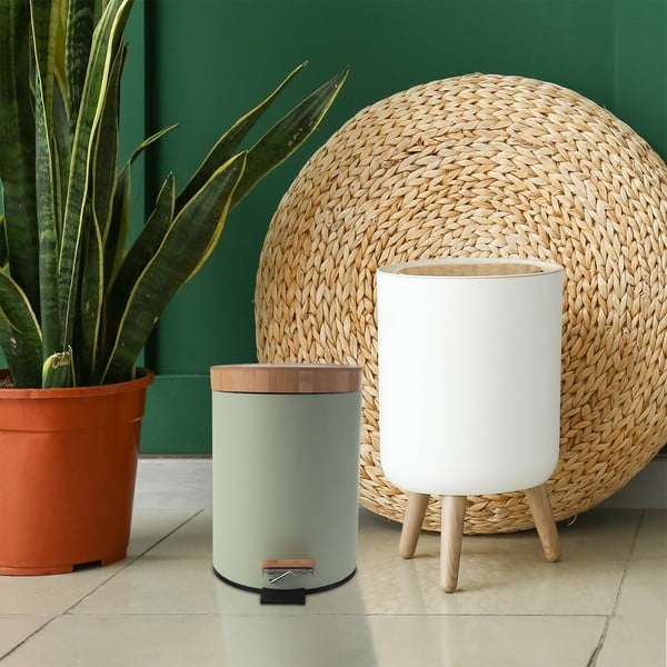 Jasnozielony metalowy kosz na śmieci z pedałem 5 l Greenish – Orion-image-1