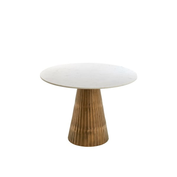 Biało-brązowy okrągły stół z blatem w dekorze marmuru ø 100 cm Leyda – Light & Living