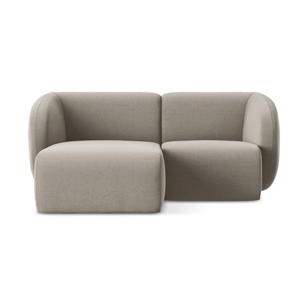 Jasnobrązowy aksamitny narożnik (lewostronny/z szezlongiem) Lani – Makamii