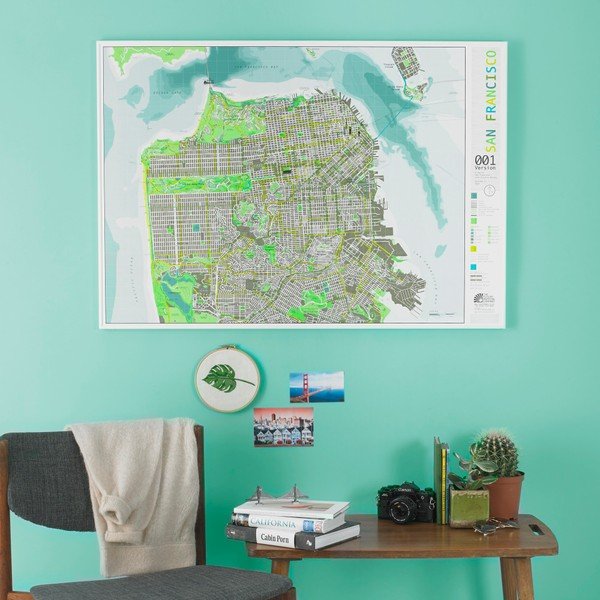 Zielona magnetyczna mapa San Francisco The Future Mapping Company Street Map, 100x70 cm-image-1