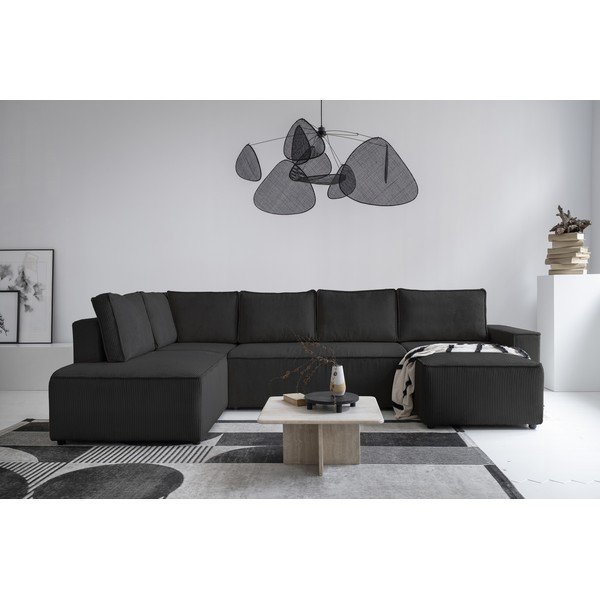 Antracytowy sztruksowy rozkładany narożnik (lewostronny/w kształcie litery U) Brave Dave – Miuform-image-1