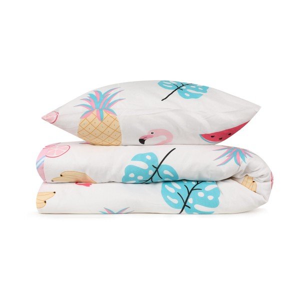 Biało-różowa pościel dziecięca jednoosobowa 140x200 cm Kokteyl – Mijolnir