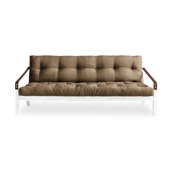 Sofa rozkładana z brązowym obiciem Karup Design Poetry White/Mocca