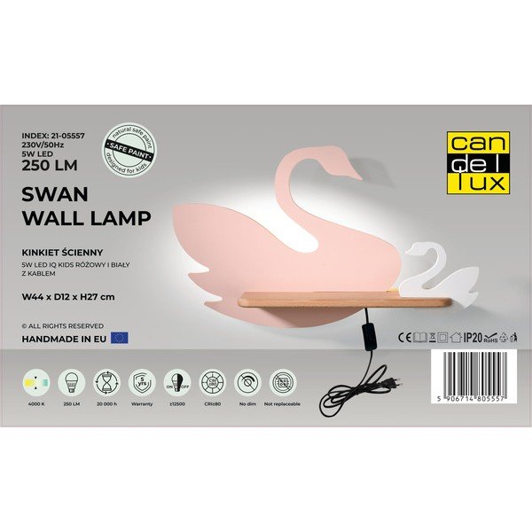 Biało-różowa lampa dziecięca Swan – Candellux Lighting-image-4